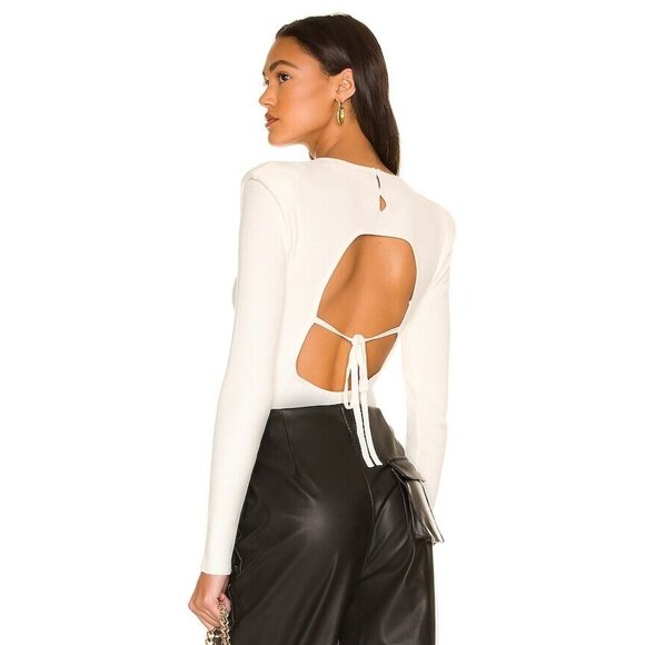 ASTR the Label Felice Sweater Bodysuit in Off White Open Back - Picture 1 of 5